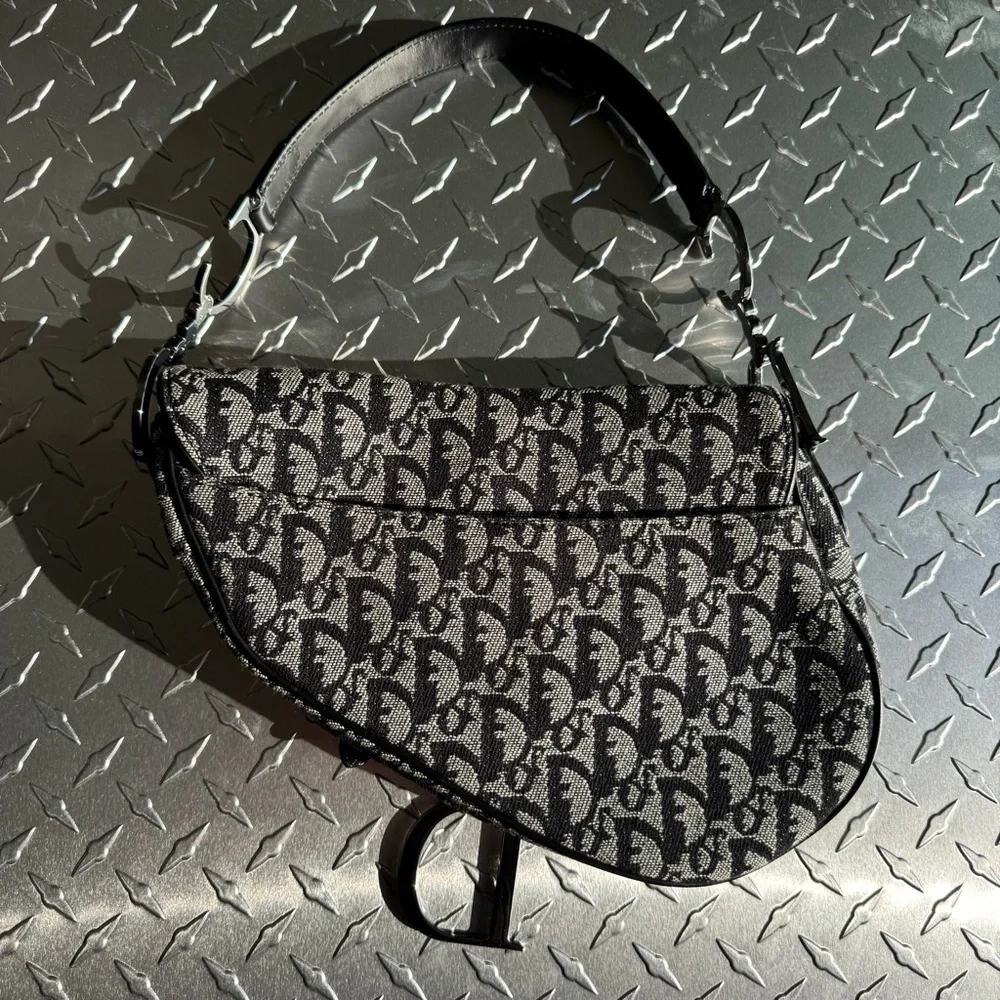 Dior Vintage Oblique Saddle Bag in Black - Picture 2 of 9